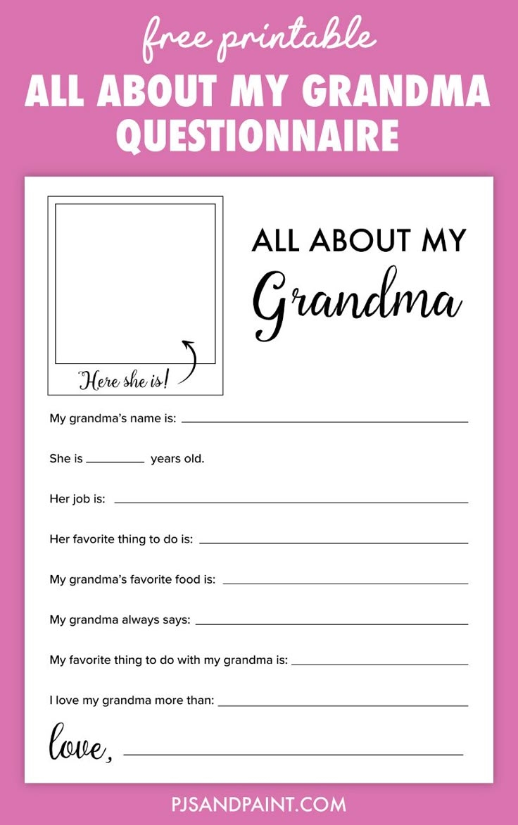 All About My Grandma Printable