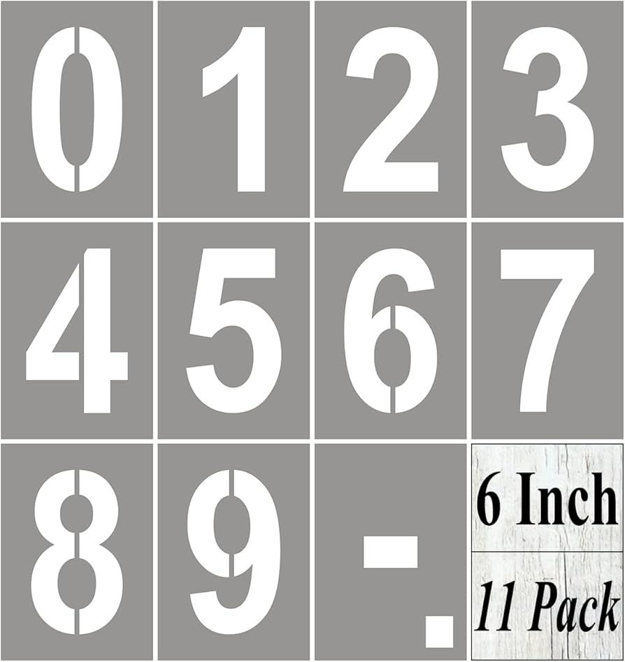 Amazon 6 Inch Large Number Stencils For Painting 11 Pack Number Stencil Templates For Curb Address Cakes Cookies Mailboxes And Crafts Reusable House Numbers Stencils For Wood Signs Cement Wall