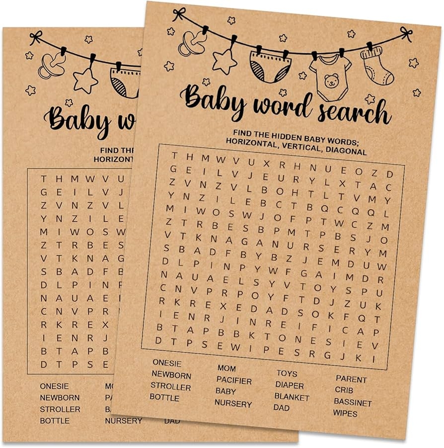 baby shower word search