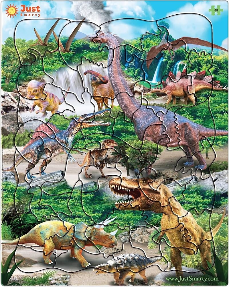 Amazon Just Smarty Jigsaw Dinosaur Puzzle For Boys And Girls Educational Gift For Kids Ages 4 8 48 Pieces Unique Jigsaw Shapes Best Dinosaur Puzzles For Kids Ages 5 8 Toys Games