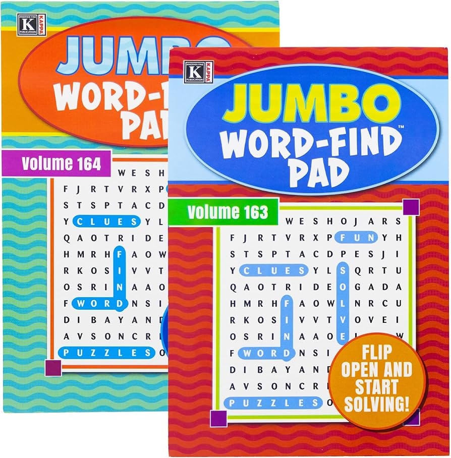 Amazon Kappa Jumbo Word Find Pad 2 Titles Digest Puzzle Book 8 5 x5 Word Search Puzzle Books For Adults Teens 24 Pack Toys Games Amazon Kappa Jumbo Word Find Pad 2 Titles Digest Puzzle Book 8 5 x5 Word Search Puzzle Books For Adults Teens 24 Pack Toys Games
