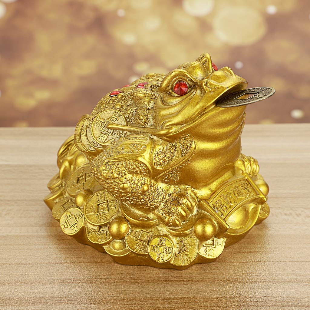 Amazon MDLUU Large Money Toad Statue Feng Shui Three Legged Toad With Coin Lucky Charm Wealth Frog For Cash Register Office Desk House Warming Store Opening Gift Gold Home Kitchen