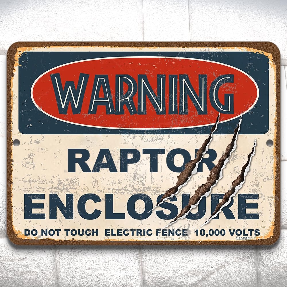 Amazon Warning Jurassic Dinosaur Enclosure Metal Sign 9x12 Raptor Enclosure Patio Lawn Garden Amazon Warning Jurassic Dinosaur Enclosure Metal Sign 9x12 Raptor Enclosure Patio Lawn Garden