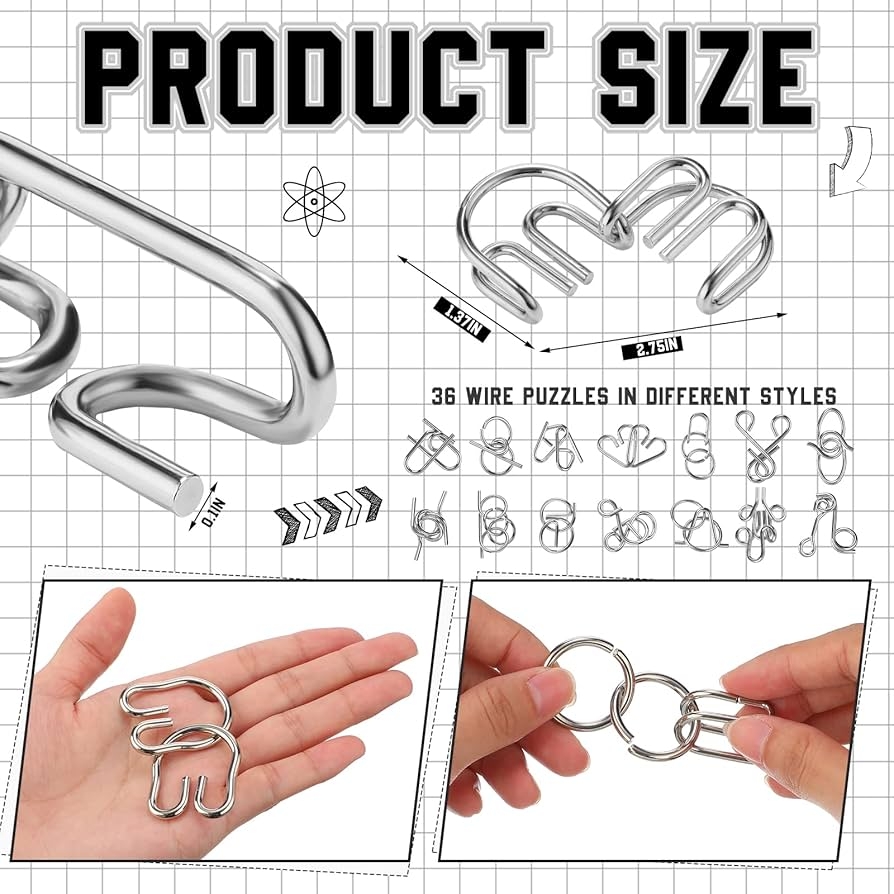 Amazon Yilloog Metal Brain Teaser Puzzles Set Of 36 With Pouch Steel IQ Games Physics Mind Metal Puzzles For Adults Basket Stocking Stuffers For Boys Girls Adults Challenge Gifts Easy Toys