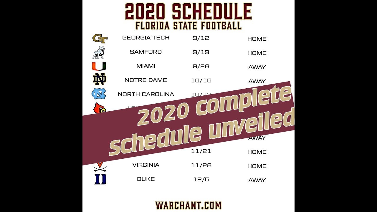 Analysis Complete 2020 Florida State Football Schedule Released YouTube