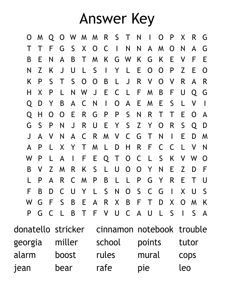 Answer Key Word Search WordMint Answer Key Word Search WordMint