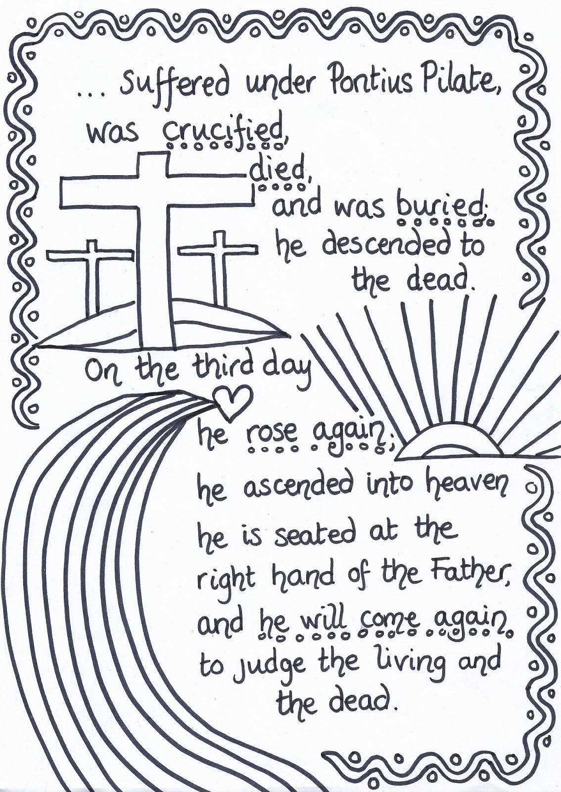 Apostles Creed Reflective Colouring Sheets Apostles Creed Reflective Colouring Sheets