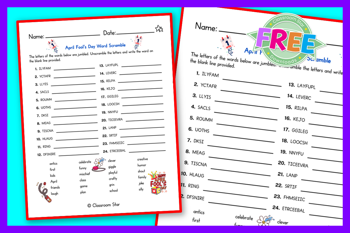 aprils fools worksheet 4th grade