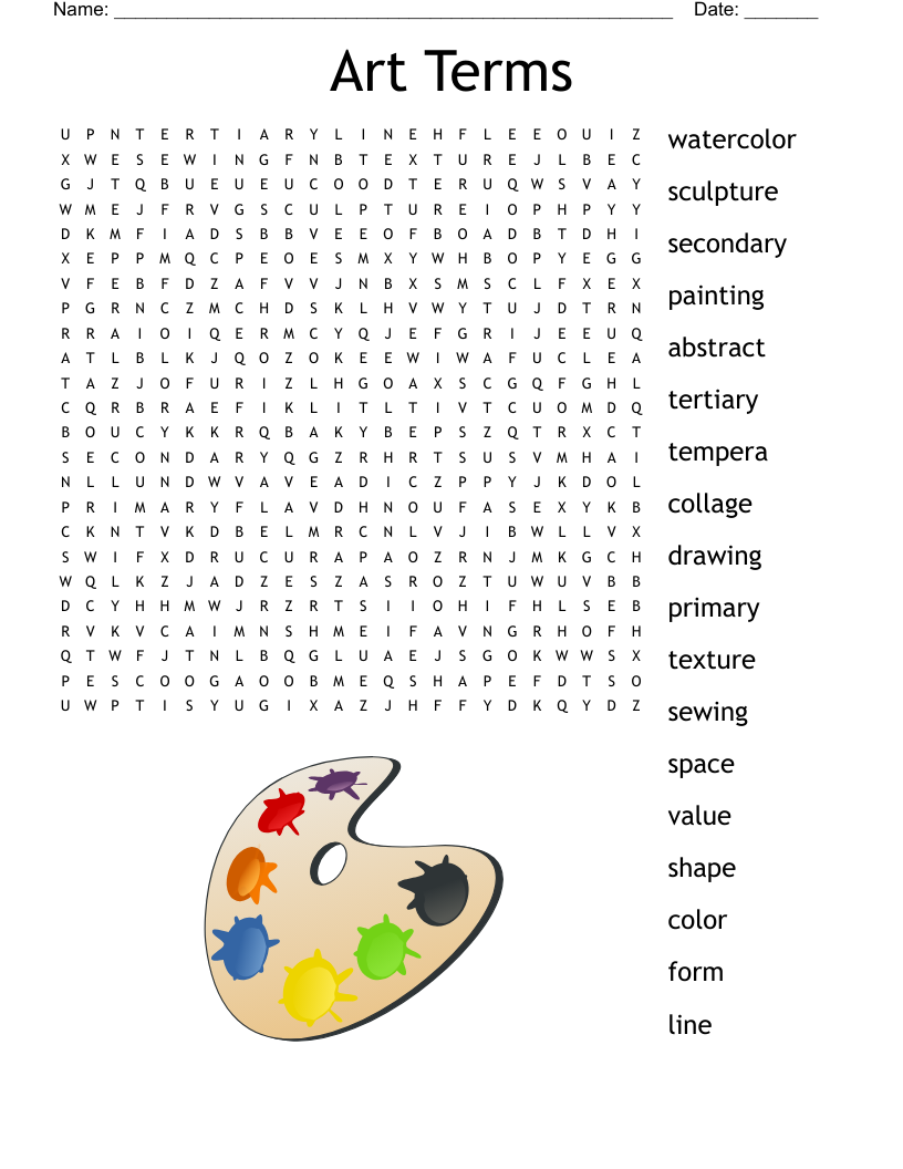 Art Word Search Puzzles