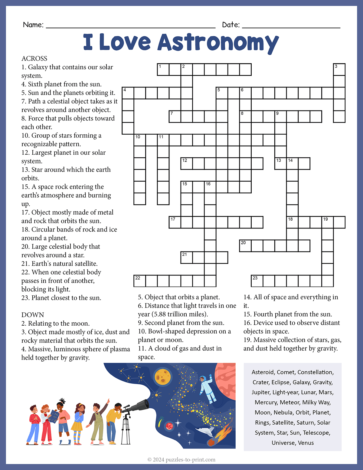 Astronomy Crossword