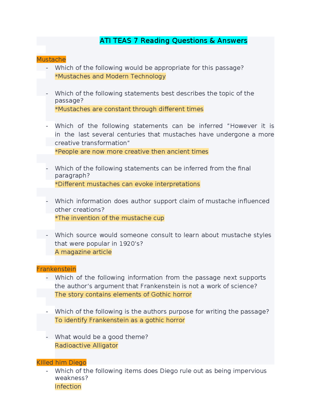 Cats And Dogs Reading Passage Teas Test