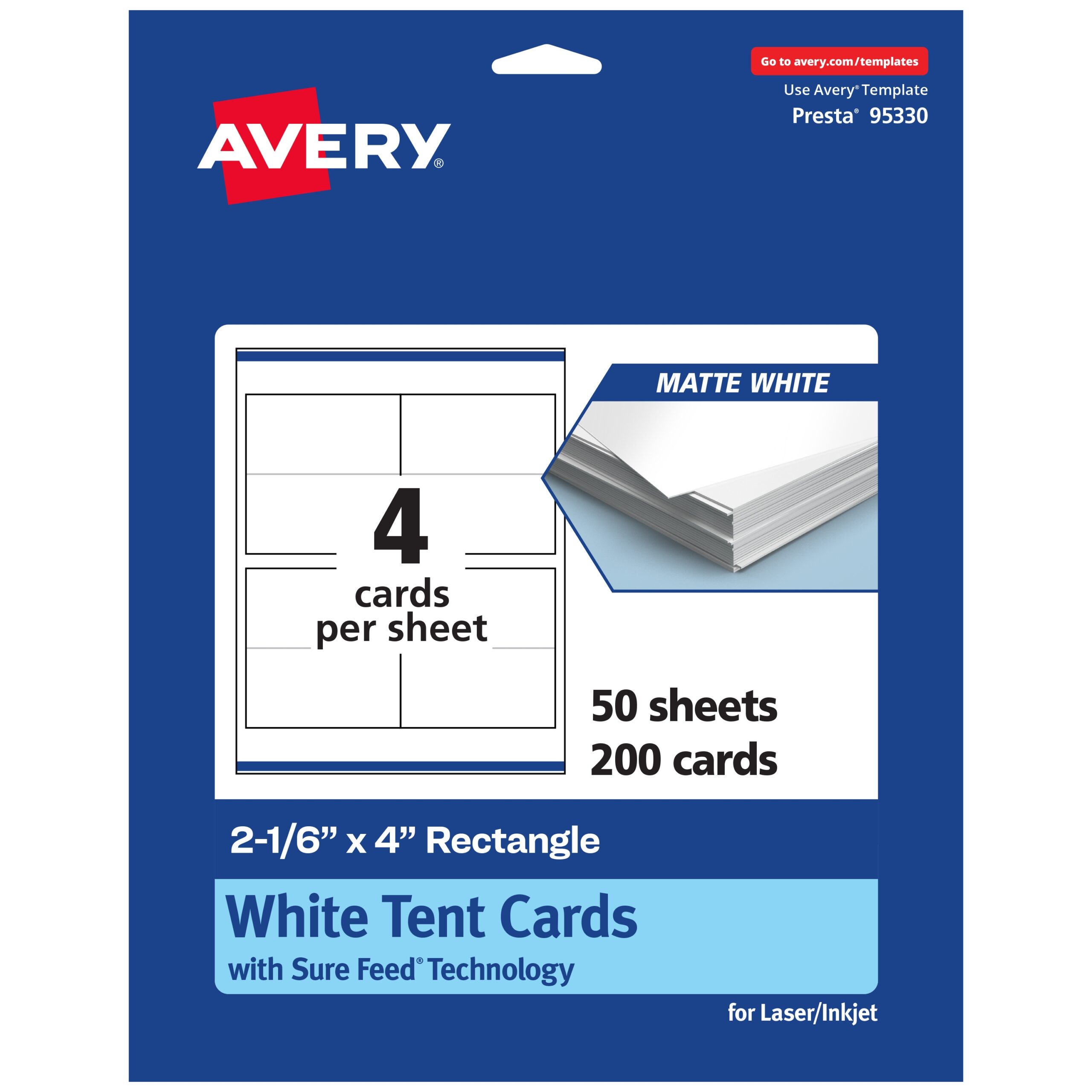 Avery Printable Tent Cards 2 1 6 X 4 Matte White 40ct Walmart