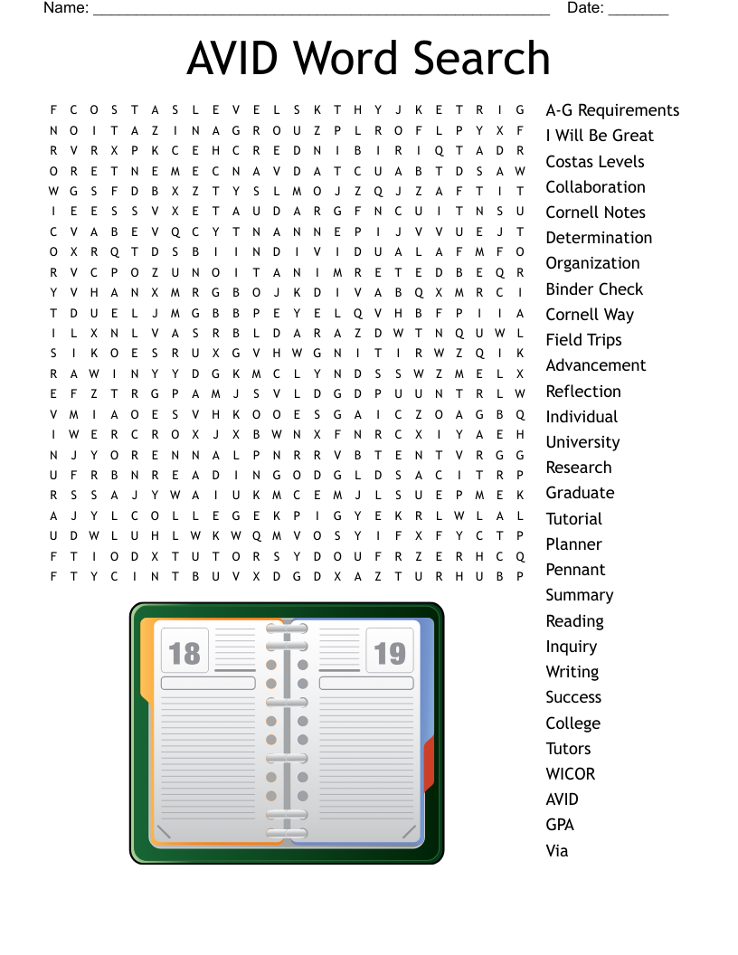 AVID Word Search WordMint AVID Word Search WordMint