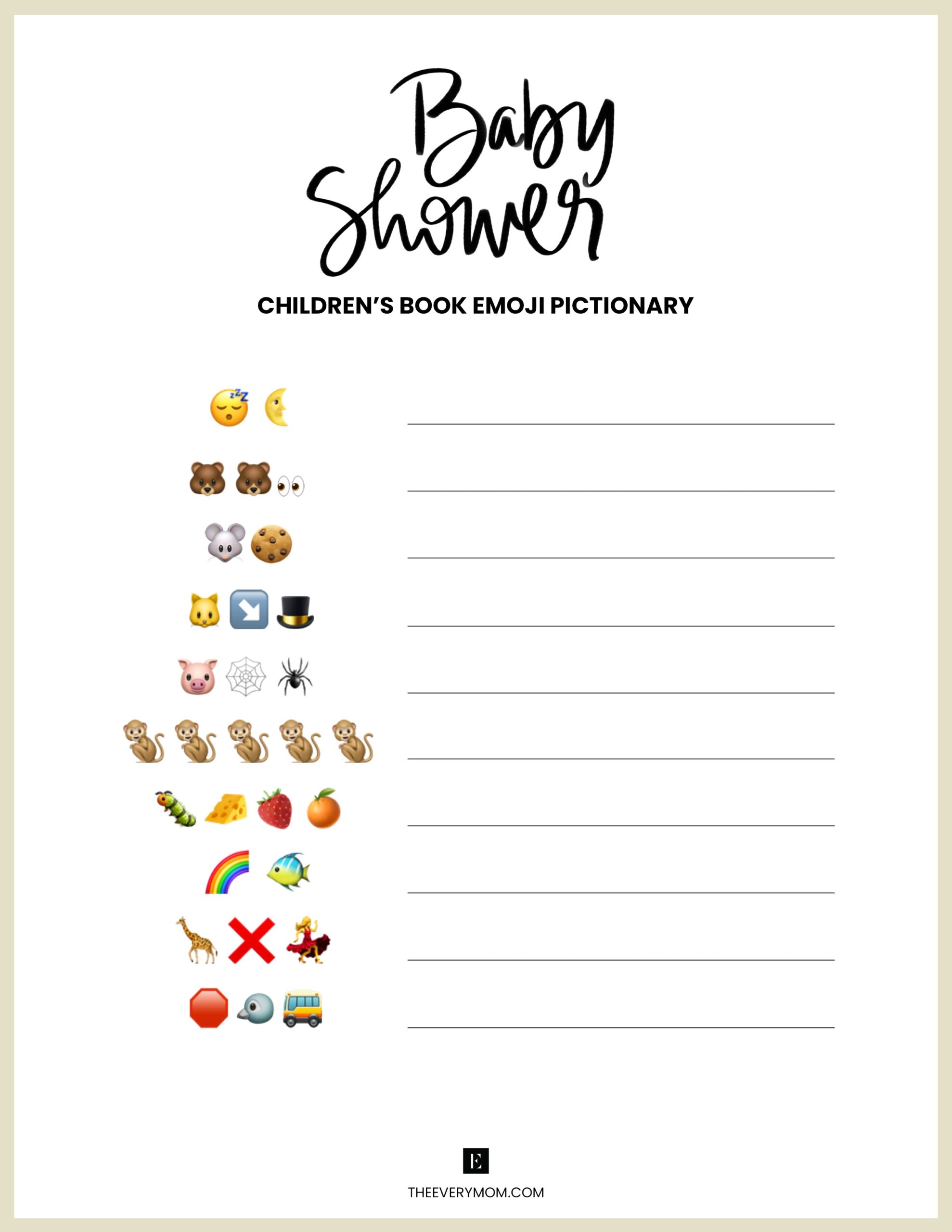 Free Printable Baby Shower Games Pdf