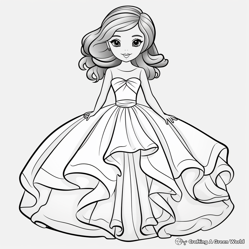 Ball Gown Dress Coloring Pages Free Printable Ball Gown Dress Coloring Pages Free Printable
