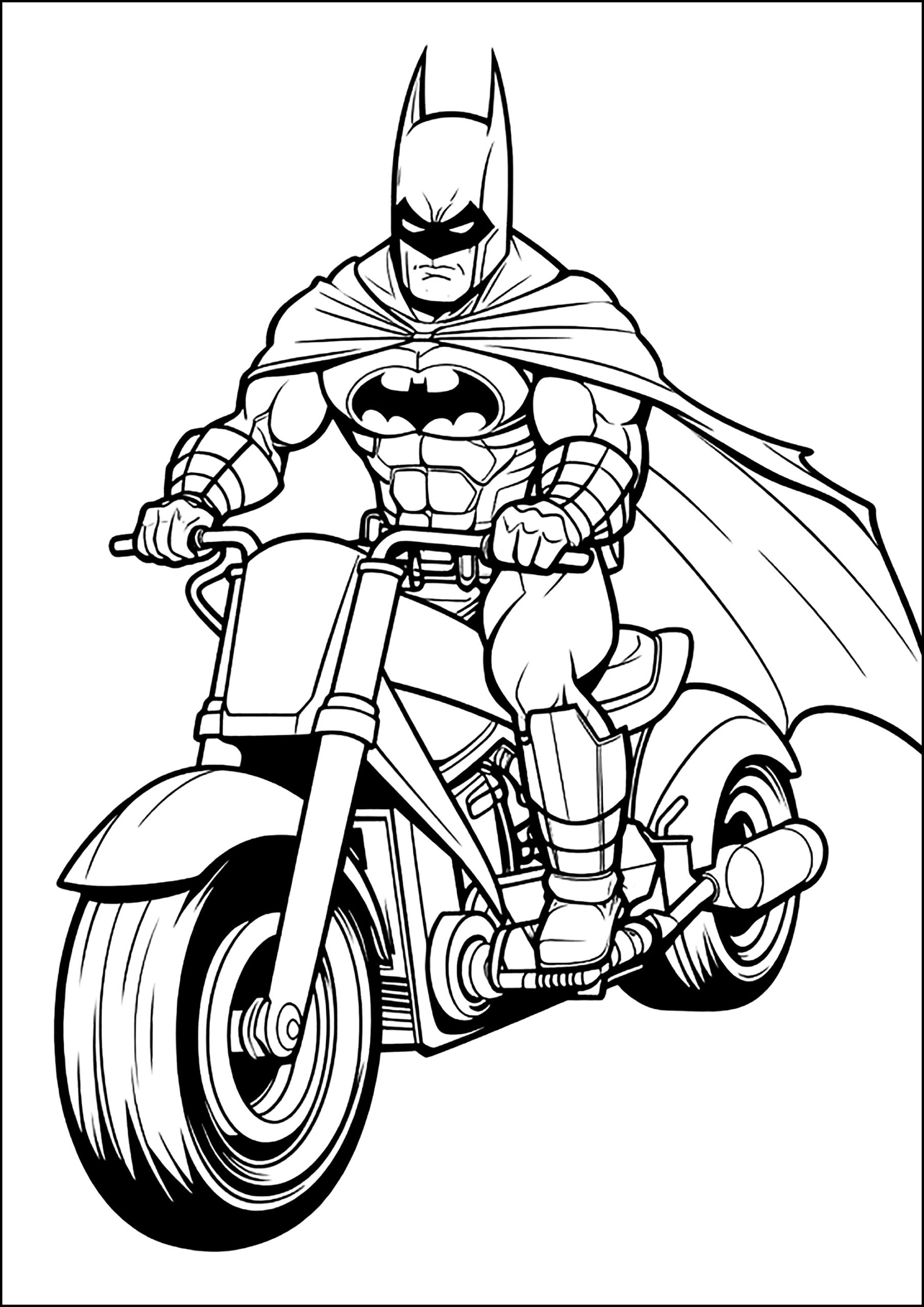 Batman On His Motorcycle Batman Coloring Pages