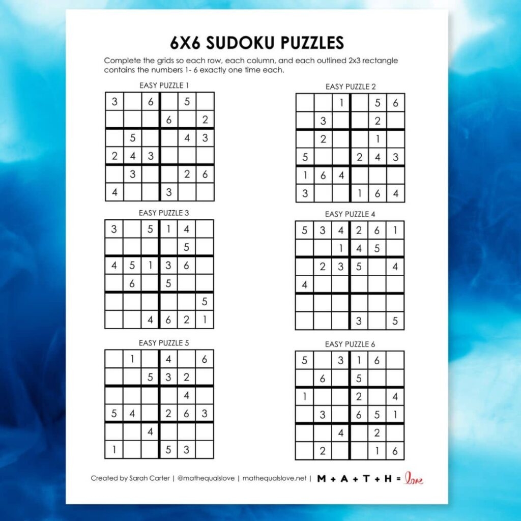 easy sudoku puzzles print