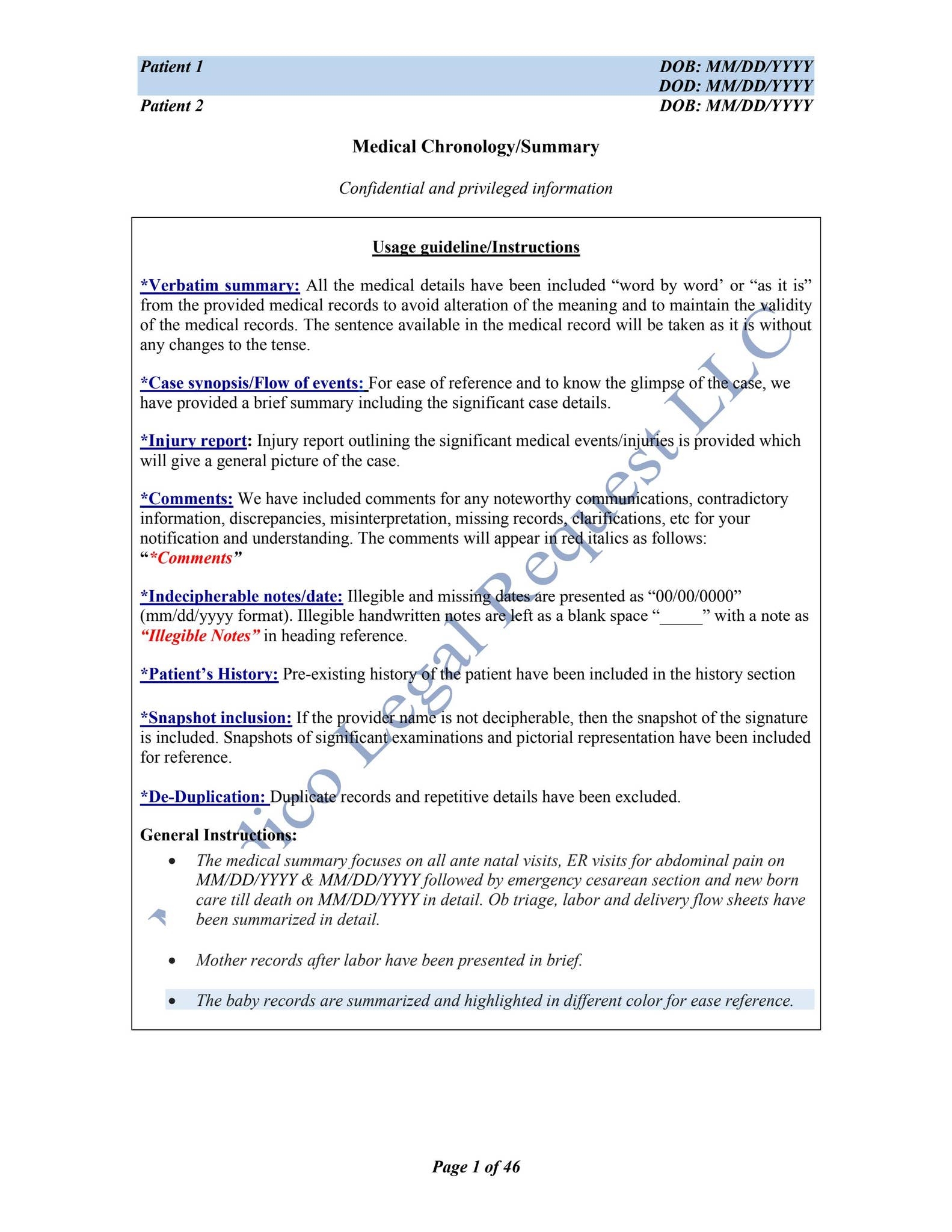 Birth Injury Medical Chronology Sample Medical Chronology Template By Medico Legal Request Issuu