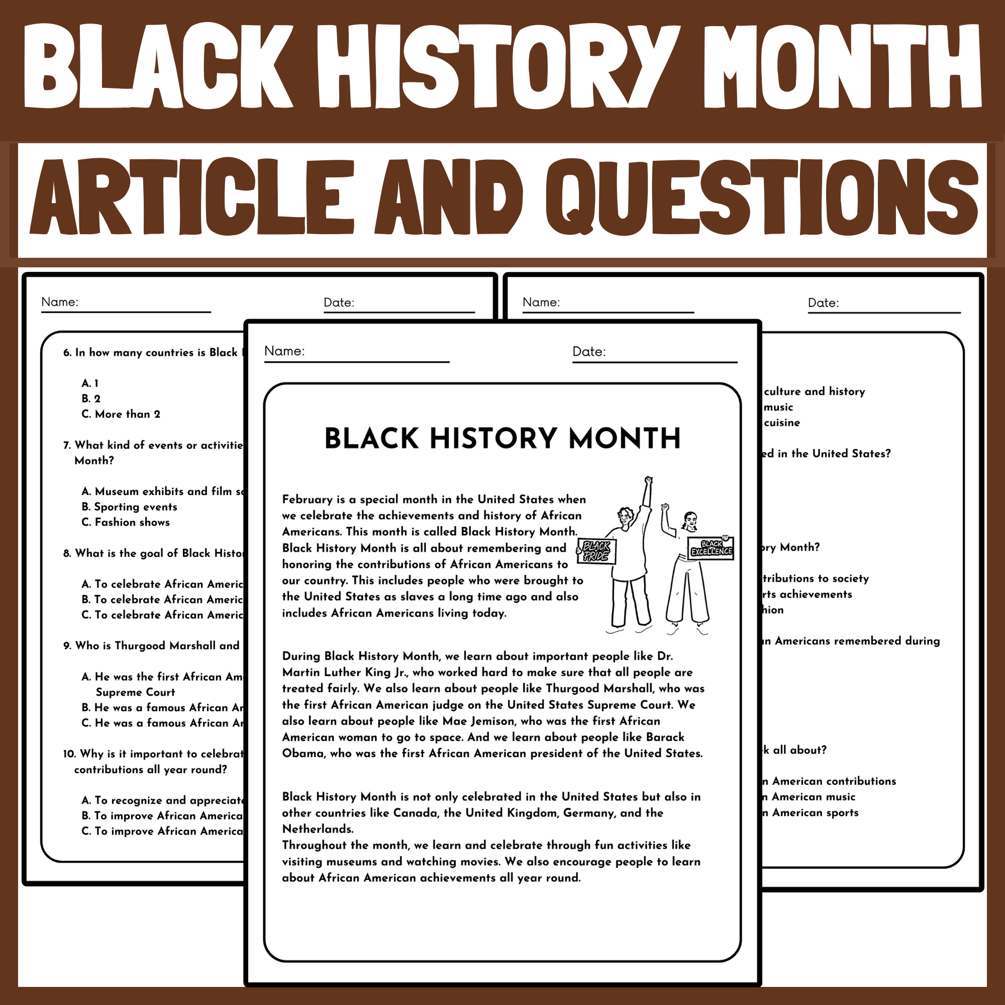 Black History Month Worksheet