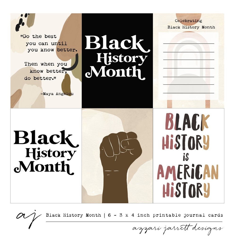 Black History Month Printable 3x4 Inch Journal Cards