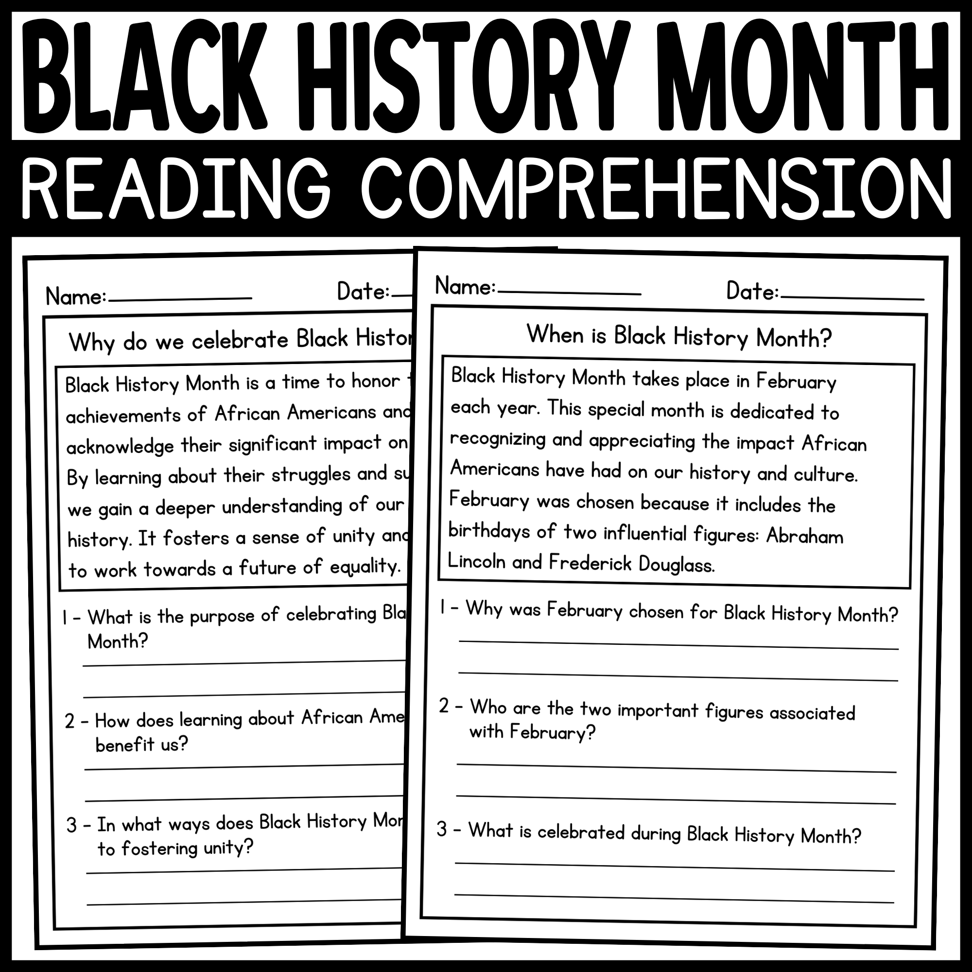 black history month worksheet