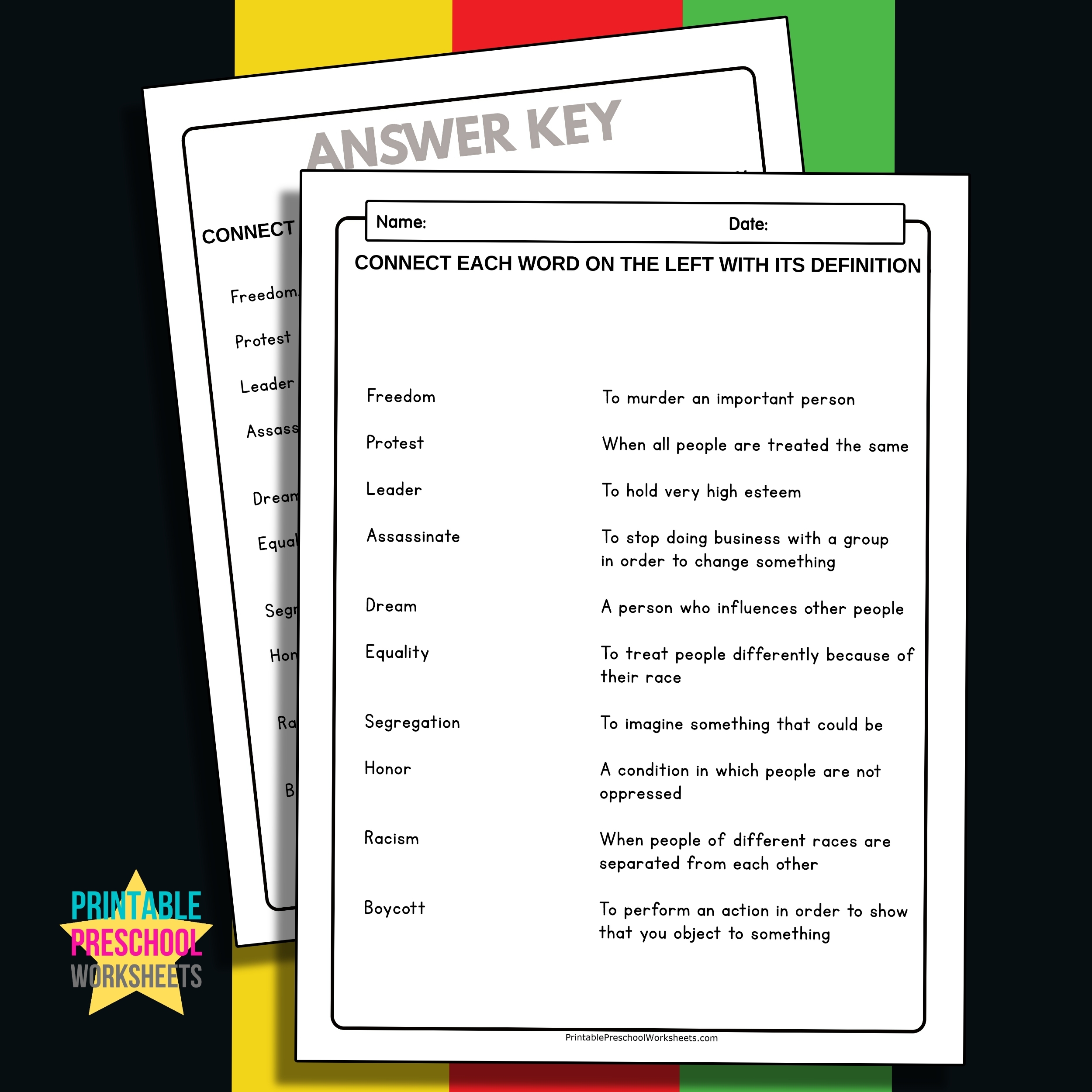 Black History Month Vocabulary Matching Worksheet Made By Teachers