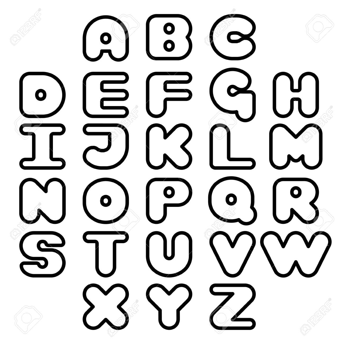 Black Outline Alphabet Set On White Background Royalty Free SVG Cliparts Vectors And Stock Illustration Image 135448016 Black Outline Alphabet Set On White Background Royalty Free SVG Cliparts Vectors And Stock Illustration Image 135448016