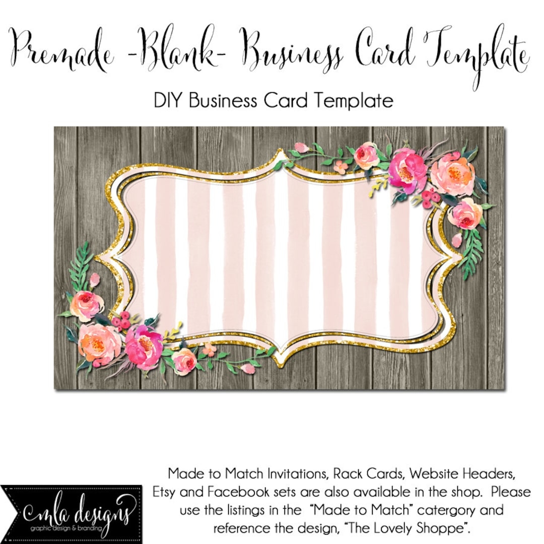 Business Card Template The Lovely Shoppe Made To Match Etsy Sets And Facebook Timeline Covers Invitations Business Cards Etsy