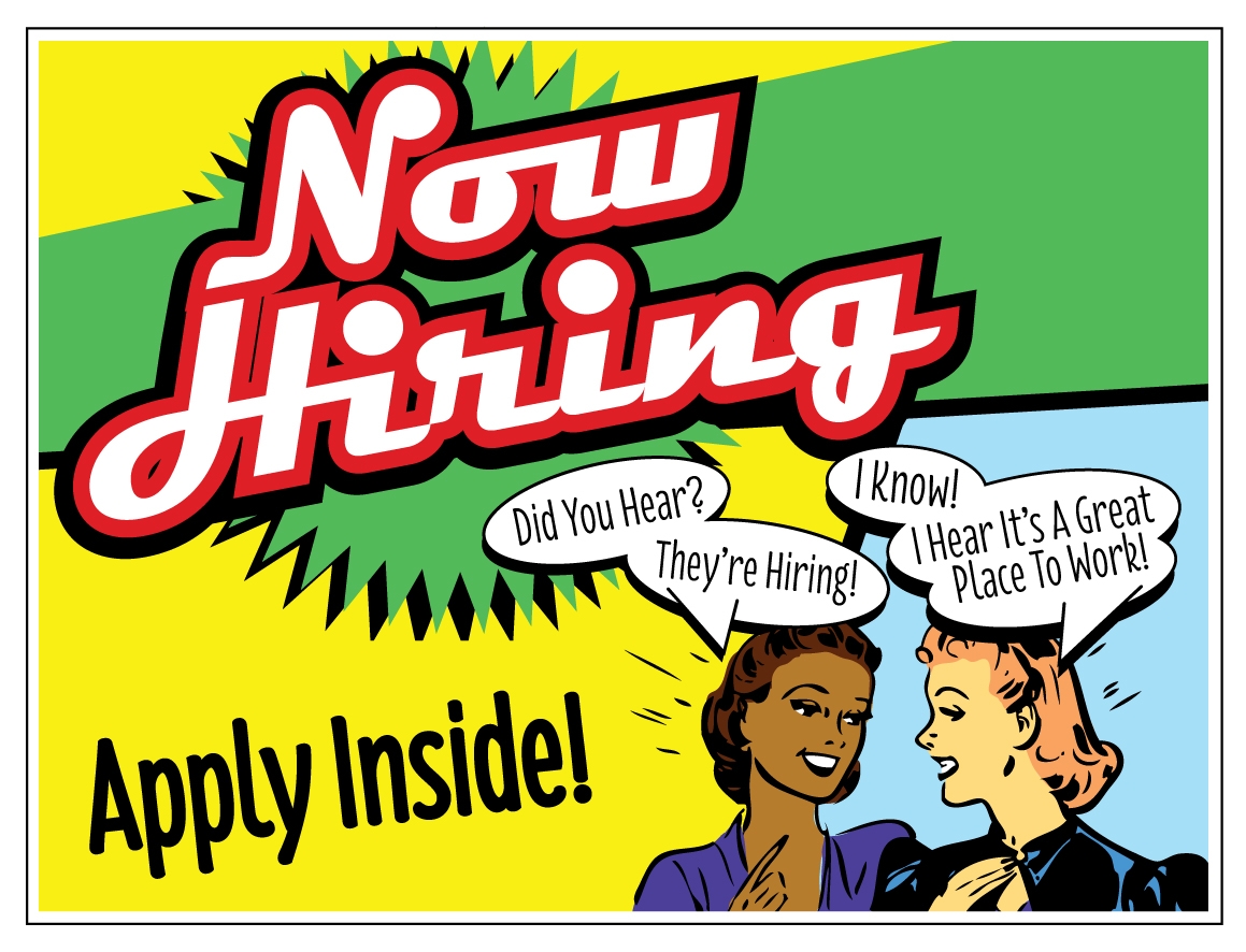 Buy Our Now Hiring Retro Corrugated Plastic Sign From Signs World Wide