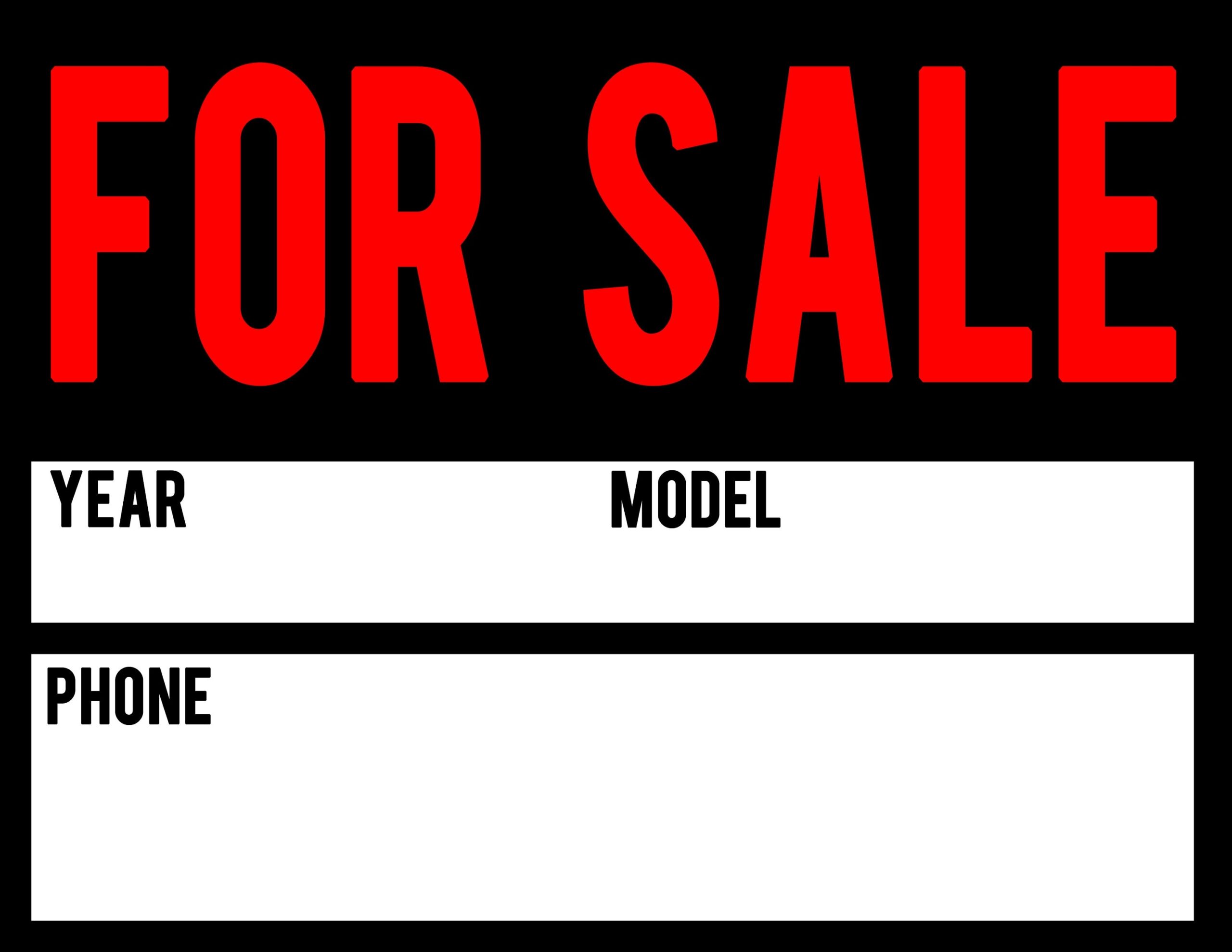 Car For Sale Sign Printable