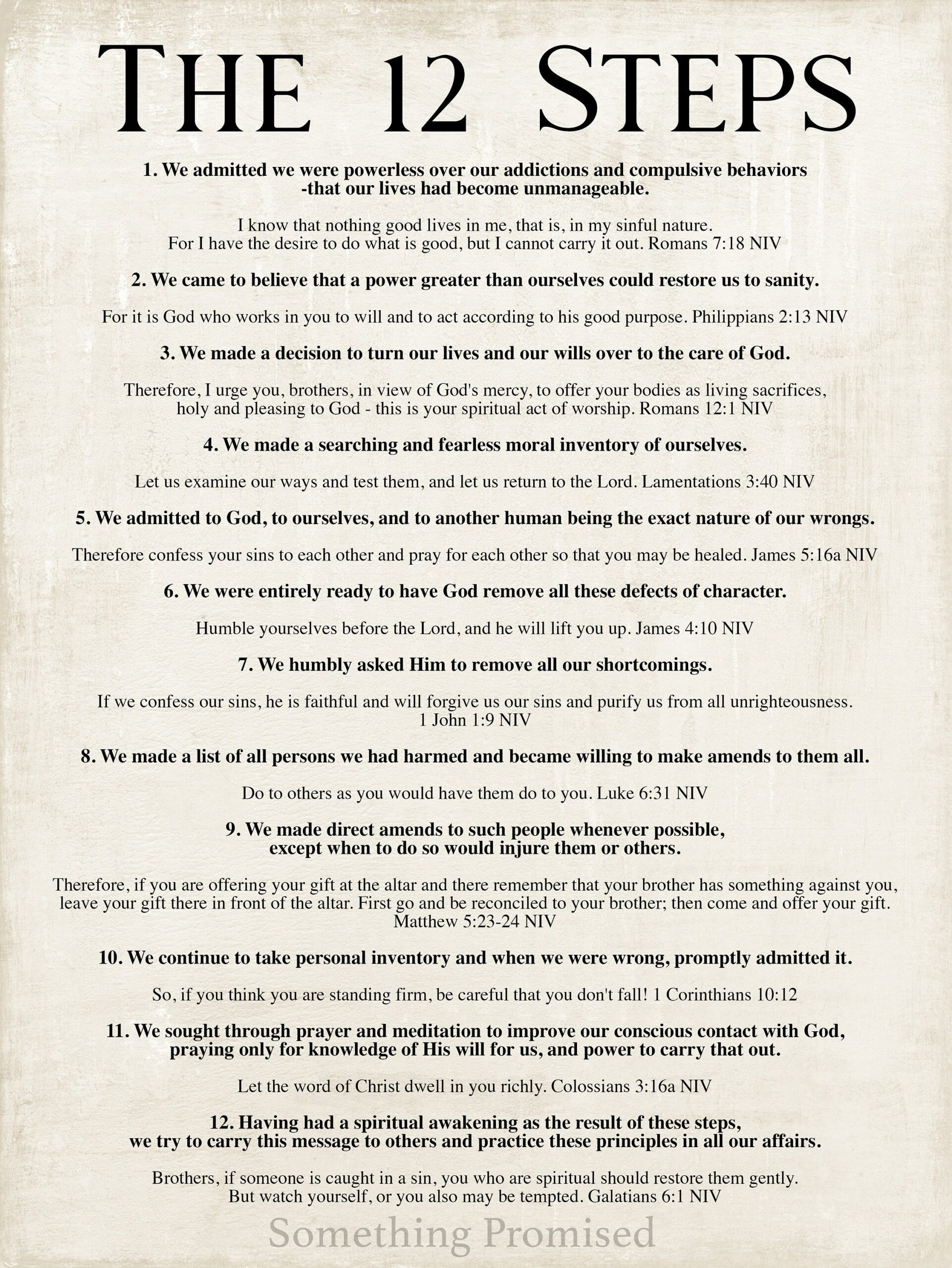Celebrate Recovery 12 Steps Printable