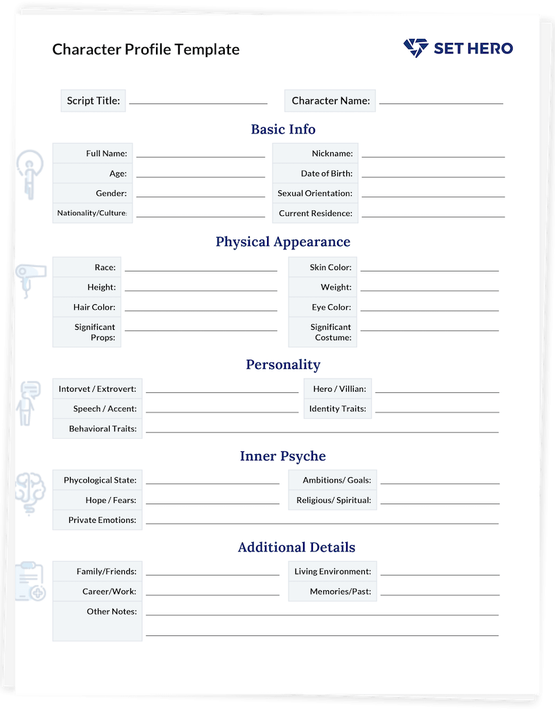 Character Profile Template For Filmmakers with A Free Download SetHero