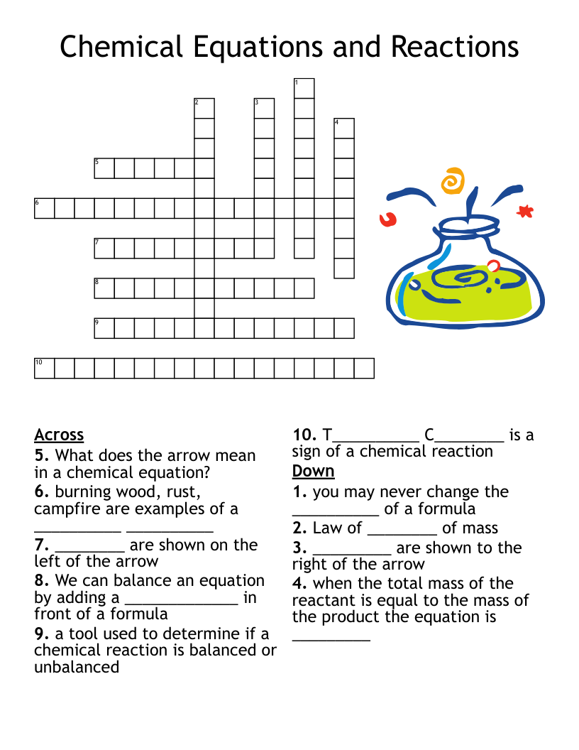 Chemical Equations Crossword WordMint