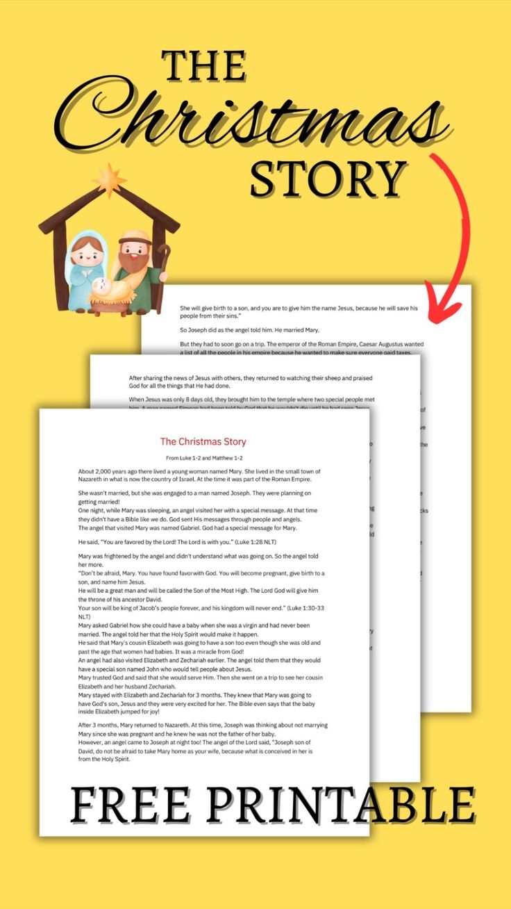 Christmas Story Of Jesus For Kids Free Printable