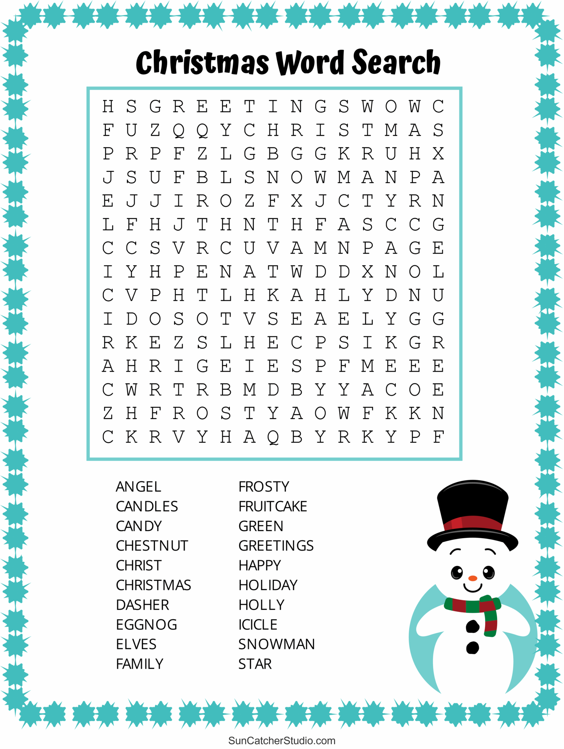 Holiday Word Search Printable