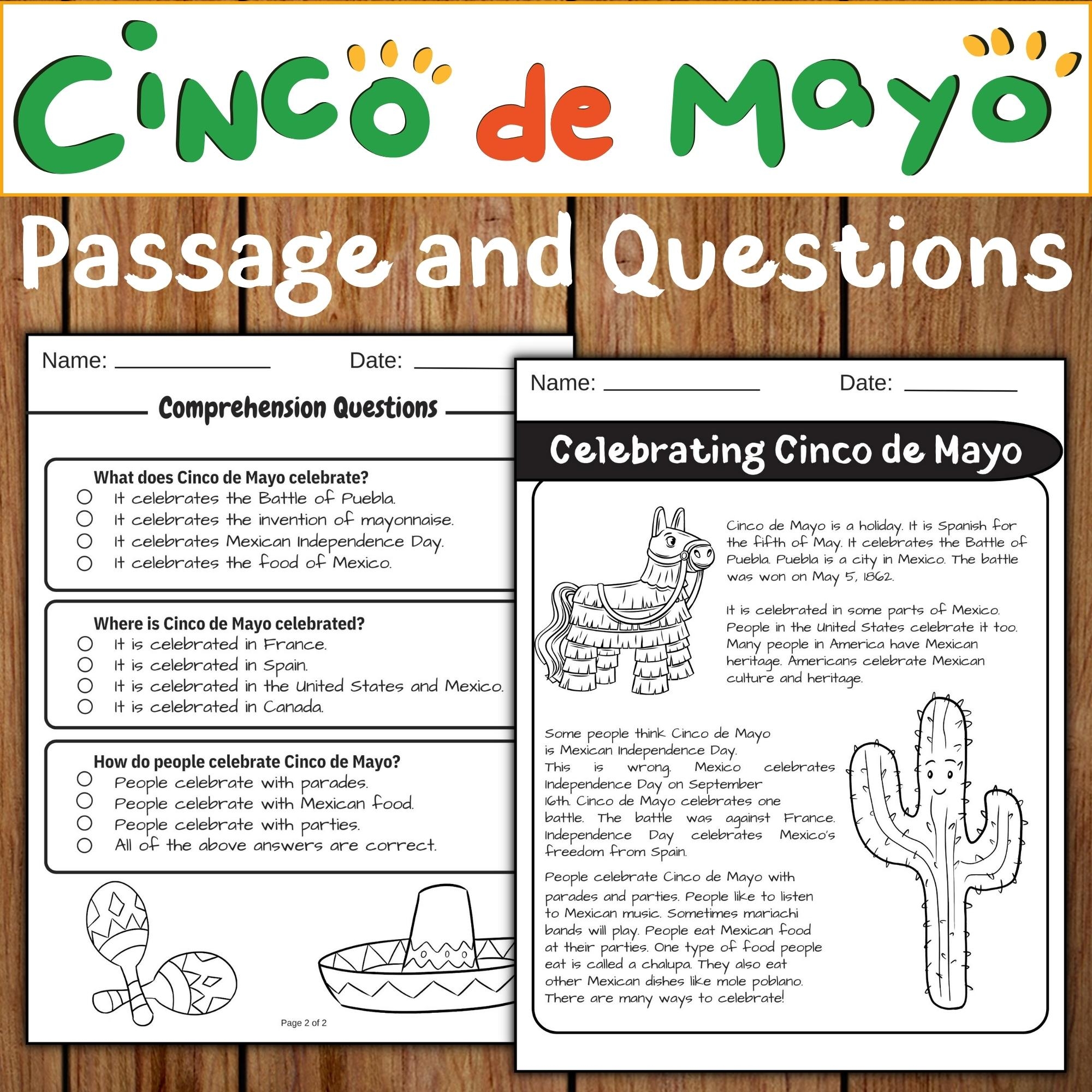 Cinco De Mayo Reading Comprehension Passages Mexican Fiesta Cinco De Mayo Made By Teachers Cinco De Mayo Reading Comprehension Passages Mexican Fiesta Cinco De Mayo Made By Teachers