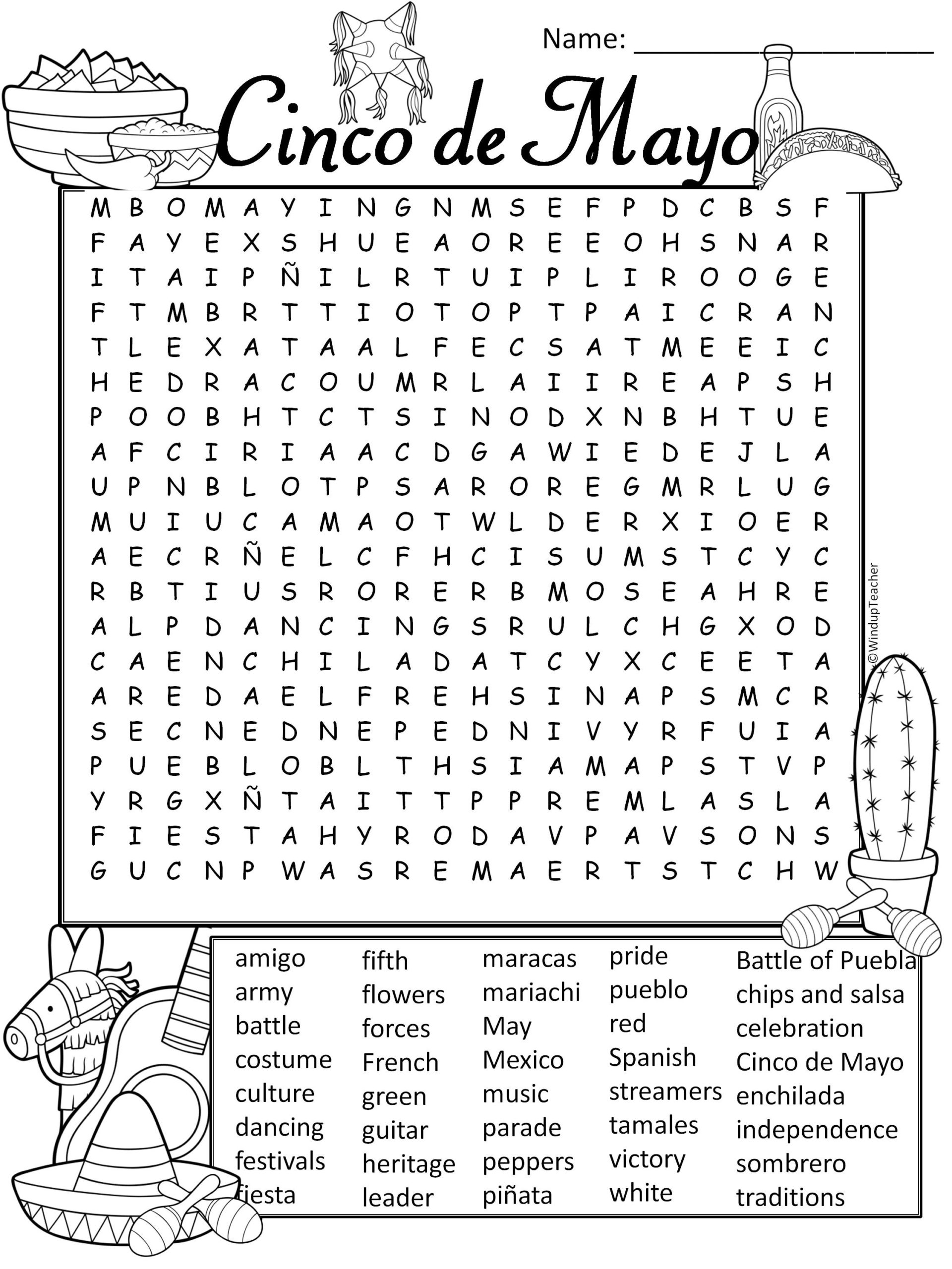 cinco de mayo word search