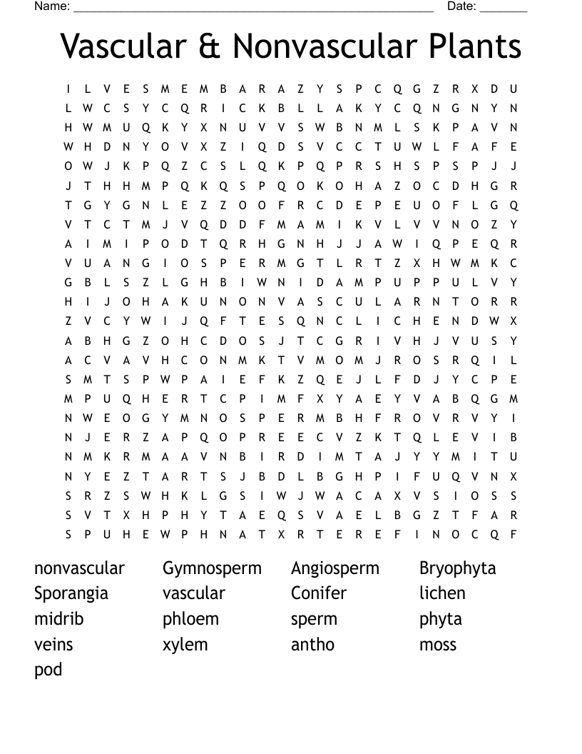 plant word search answer key