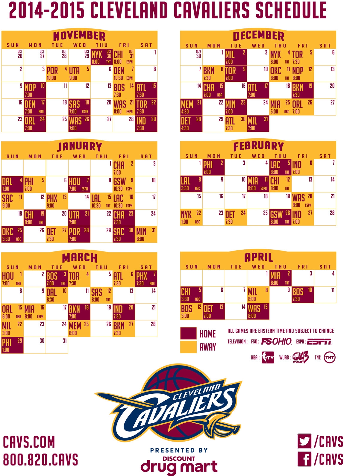 Cleveland Cavaliers Printable Schedule Free Printable
