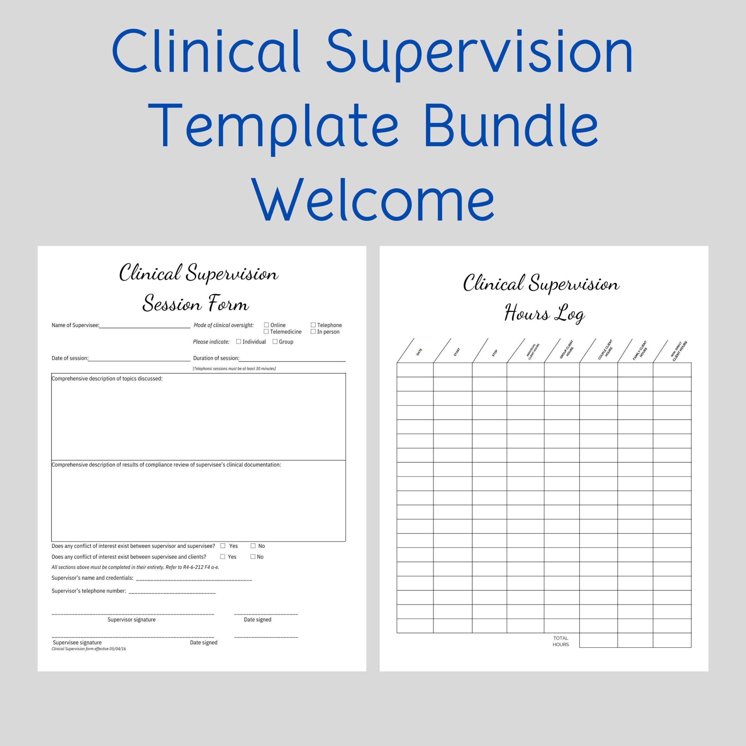 Clinical Supervision Form Hours Log Minimalist CANVA Template Etsy