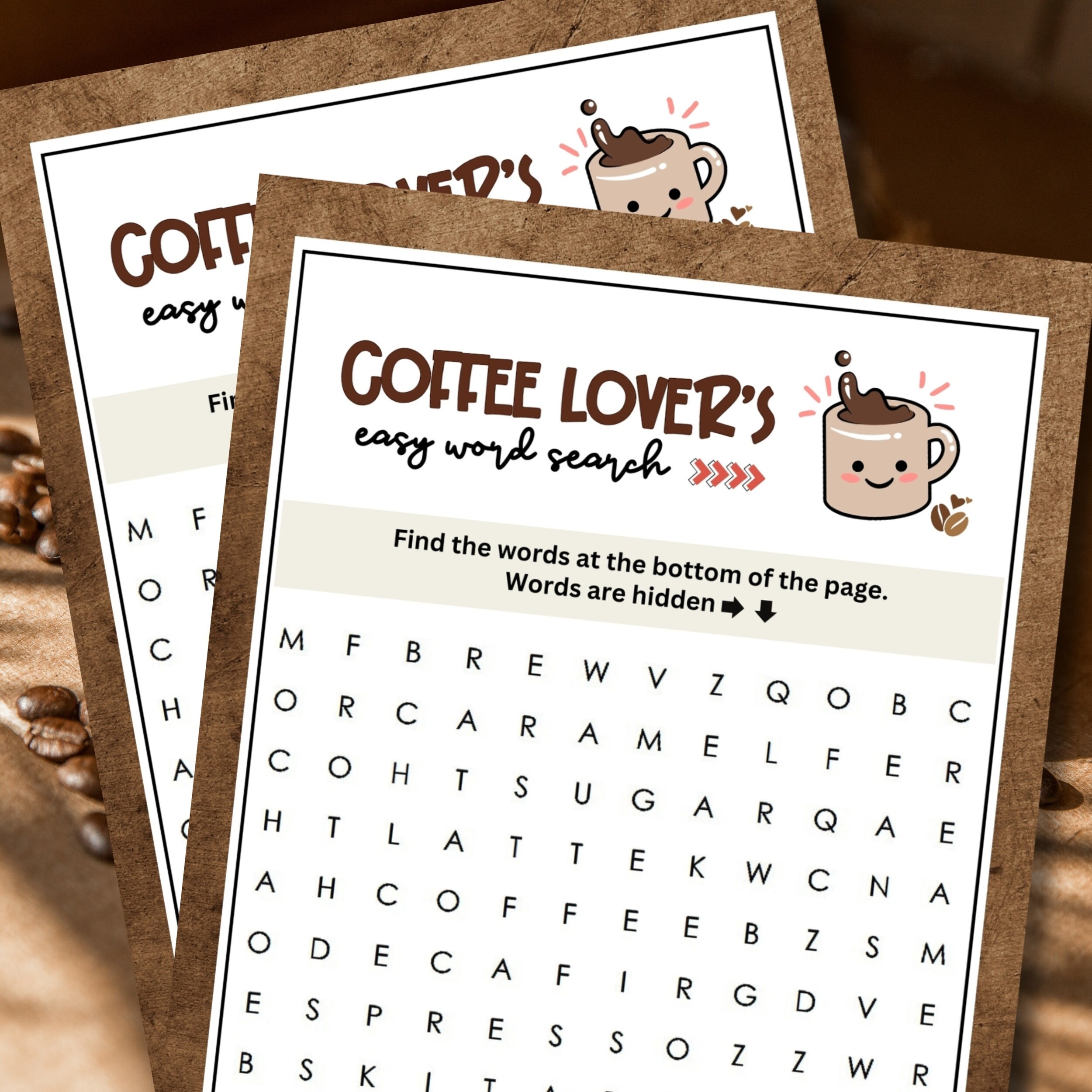 Coffee Party Word Search Simple Game For Kids PDF Download Etsy