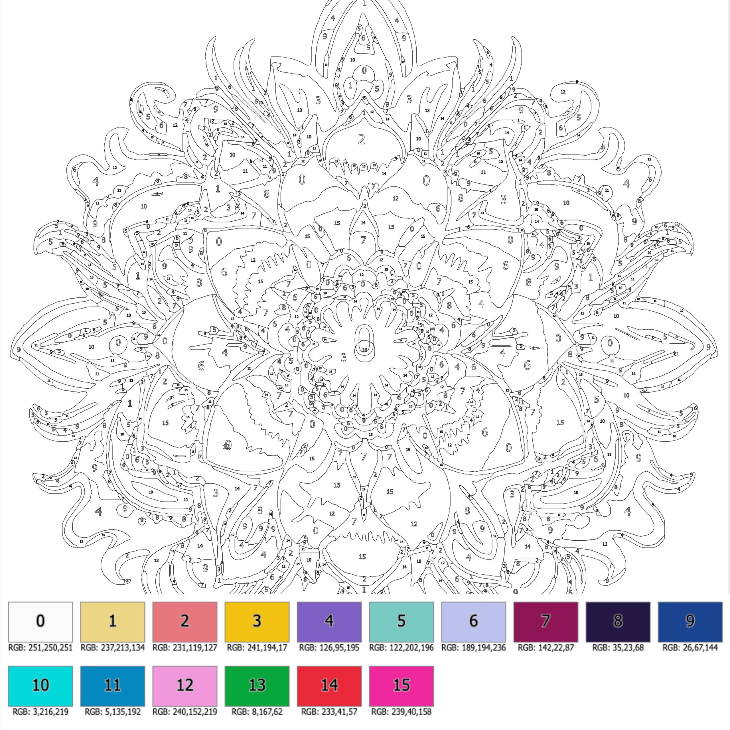 Color By Number For Adult Mandala Flower Paint By Number Printable coloring Pages Digital Download advanced Intricate Detailed Book 255 Etsy Israel