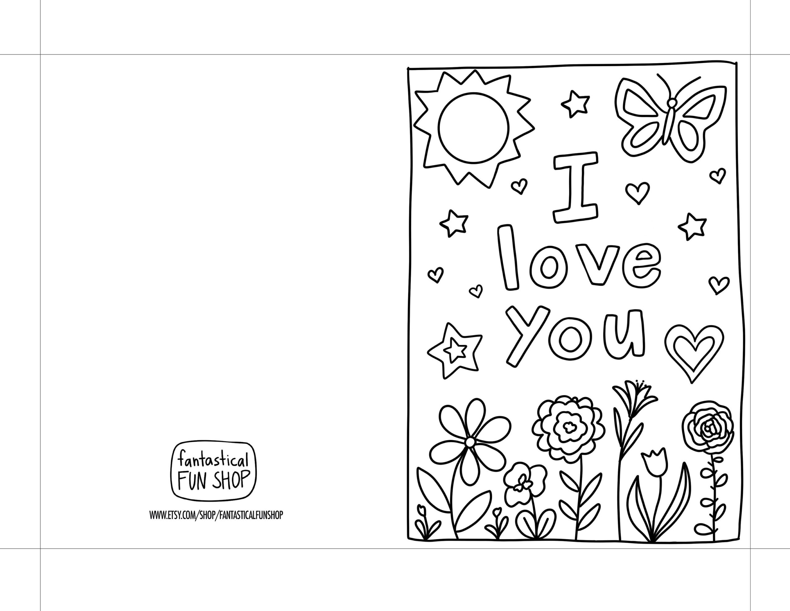 Colorable I Love You Card Kid s Valentine Thinking Of You digital Download Etsy