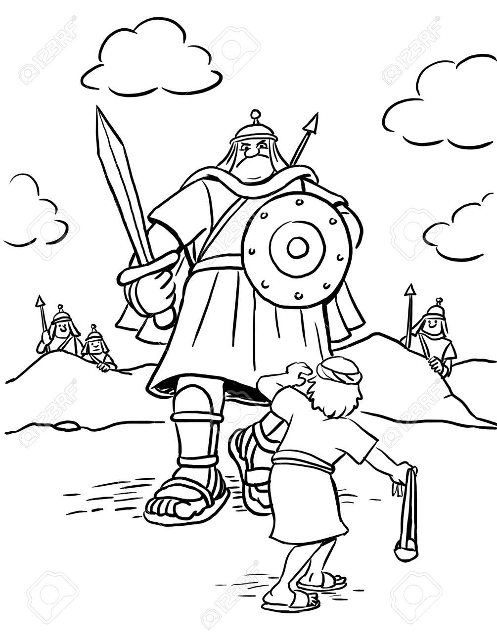 Coloring Page Of David And Goliath Stock Photo Picture And Royalty Free Image Image 126584235 