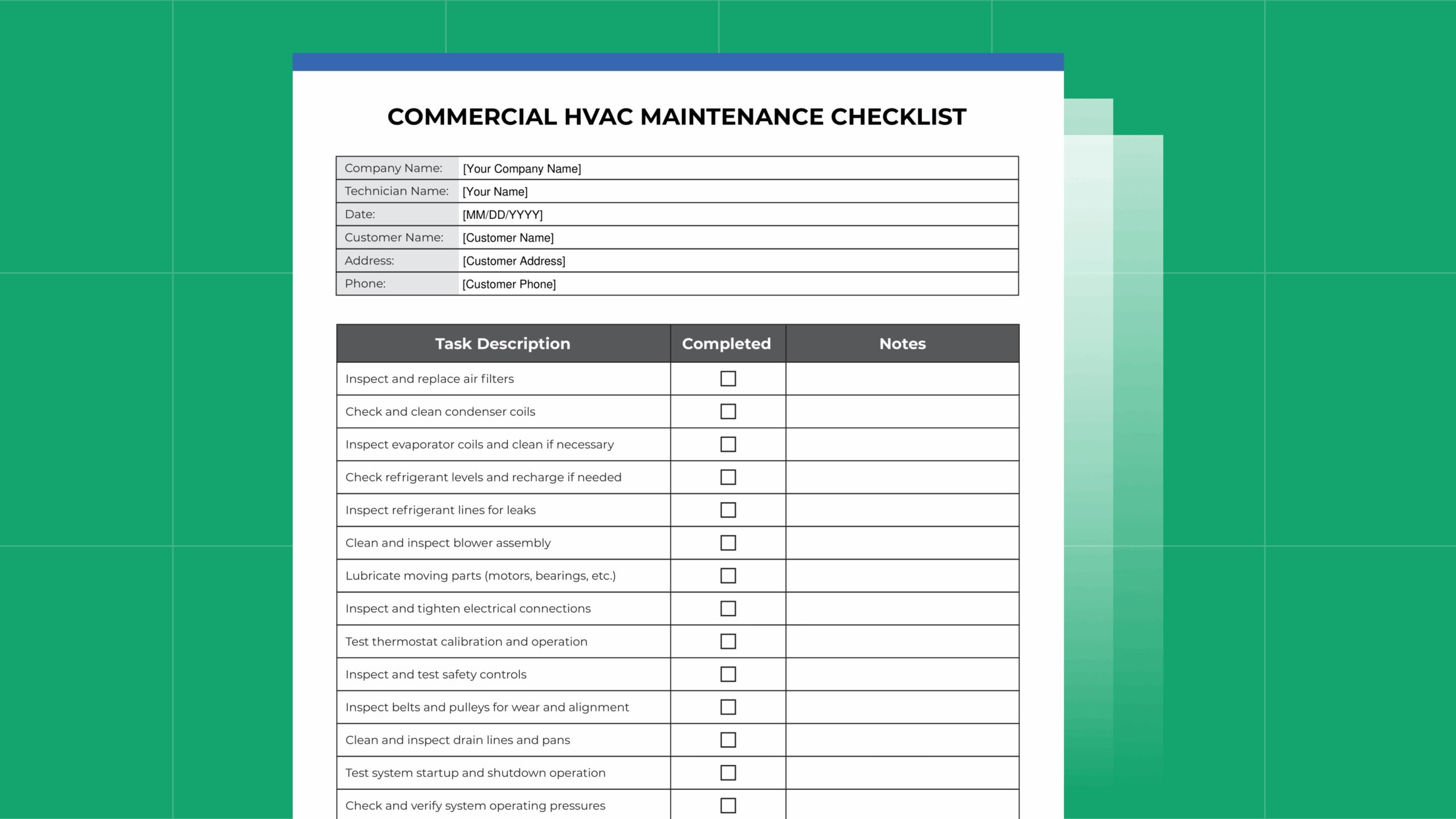 Commercial HVAC Maintenance Checklist Free PDF Download