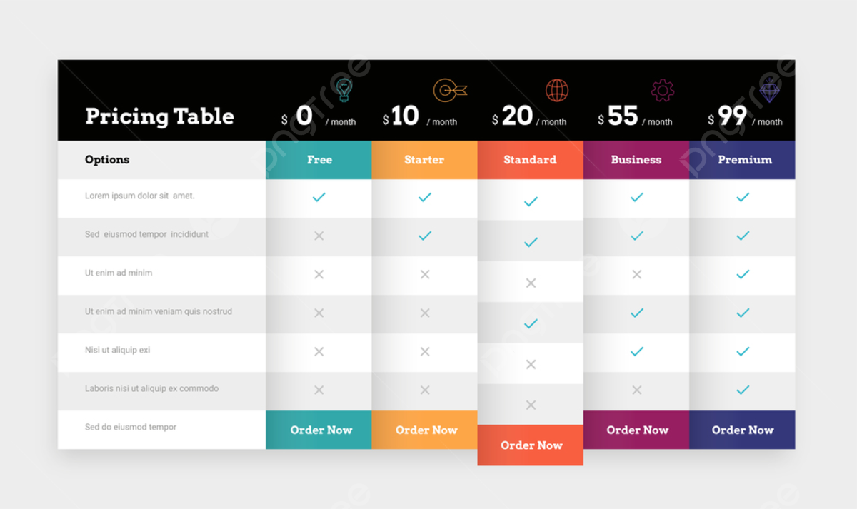 Comparison Table Template Psd