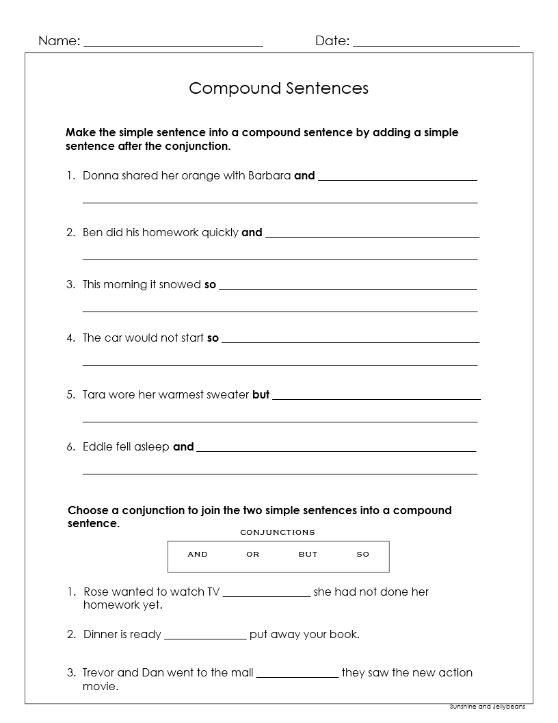Compound Sentences And Conjunctions 4 Worksheets Grades 1 2 CCSS Google Drive Format Made By Teachers Compound Sentences And Conjunctions 4 Worksheets Grades 1 2 CCSS Google Drive Format Made By Teachers