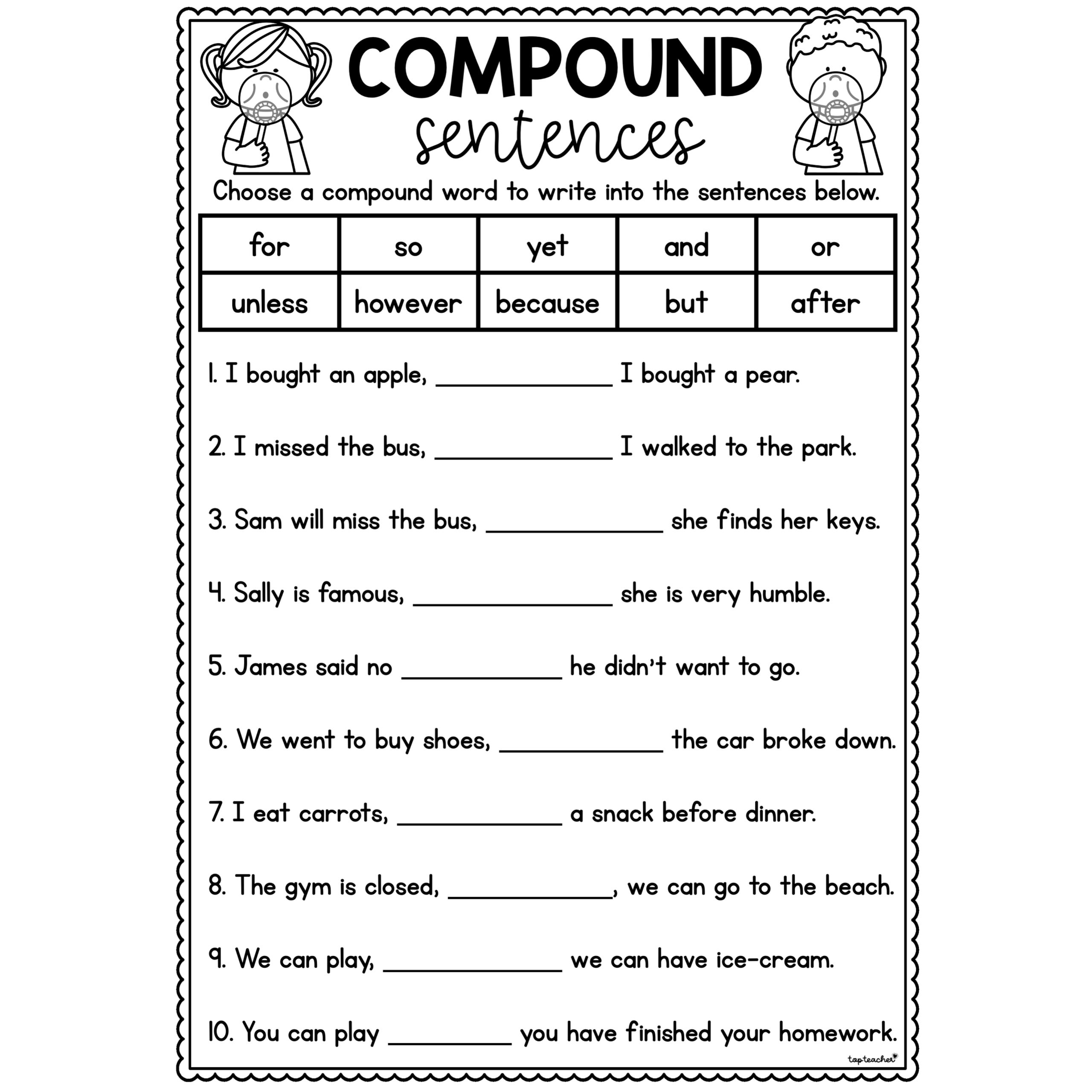 Combining Sentences With And Worksheets