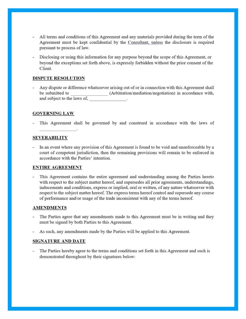 Consulting Agreement Template California Printable