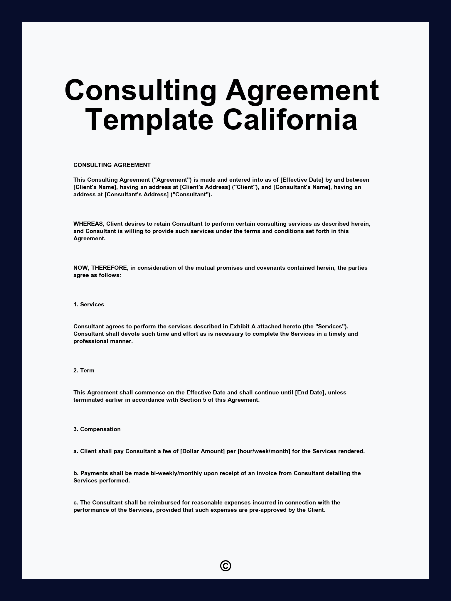 Consulting Agreement Template California